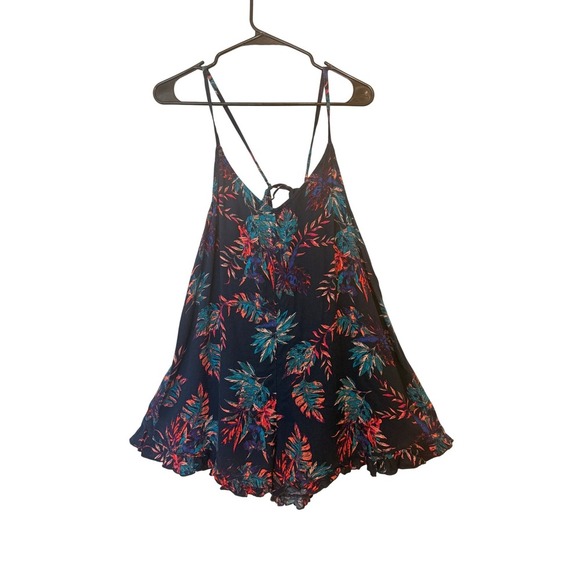 Roxy Floral Print Romper Sleeveless Tie Back Casual Summer Outfit XS - Picture 1 of 4